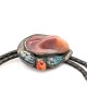 Sterling Silver Bloodstone Variscite Turquoise Coral Western Bolo Tie